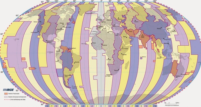 Mapa Mundial de fuso horário