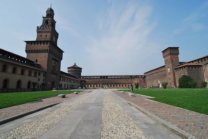 Estrutura do Castelo Sforzesco em Milão