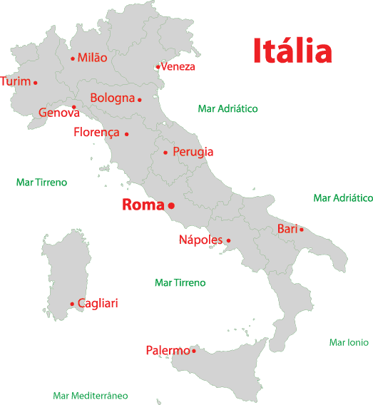 Mapa das cidades da Itália
