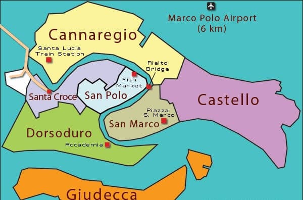 Mapa de Veneza para compras