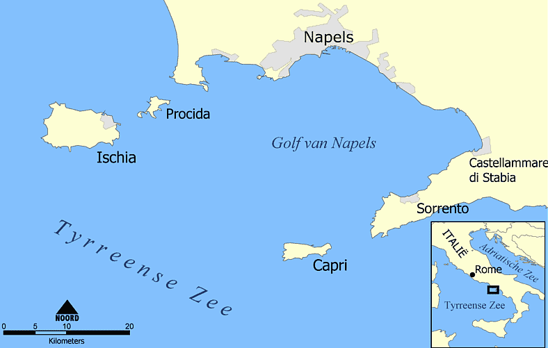 Mapa da Ilha de Capri na Itália 