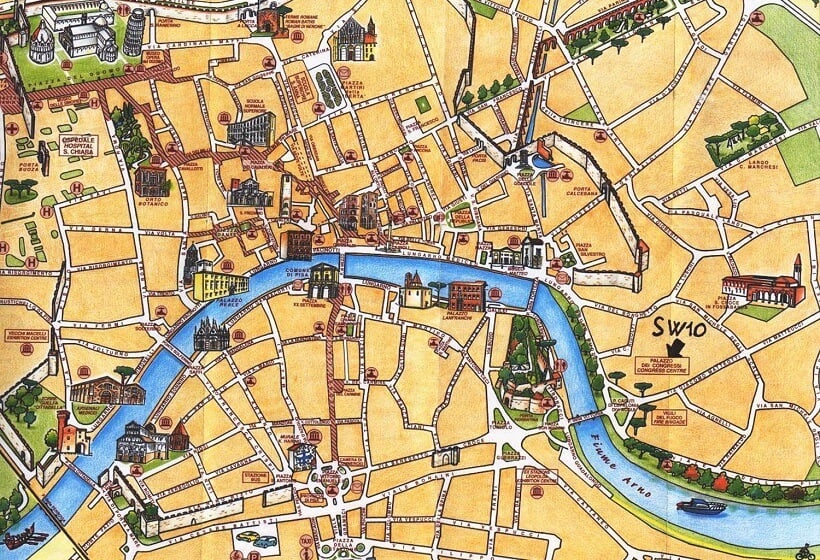 Mapa turístico de Pisa