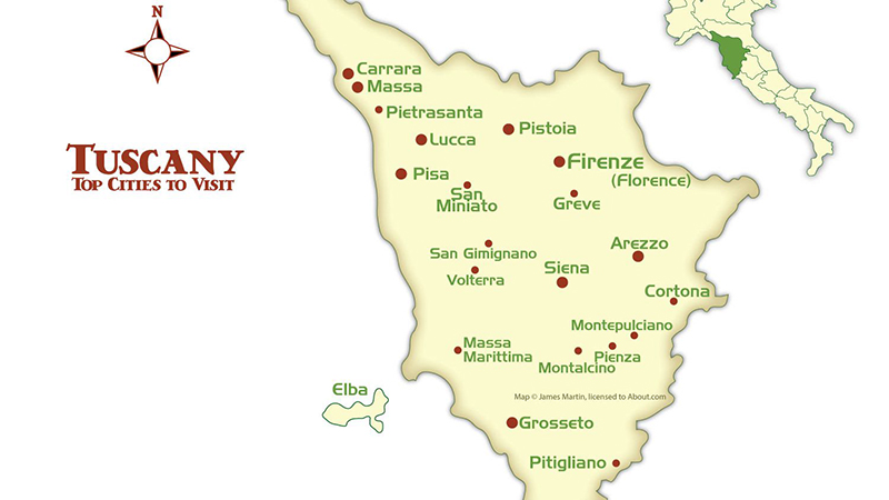 Mapa de Províncias da Toscana