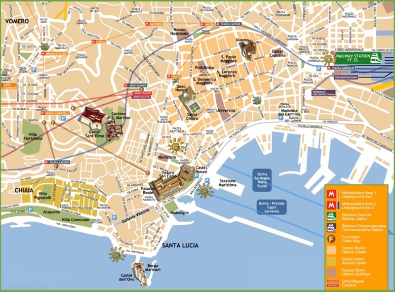 Mapa turístico de Nápoles