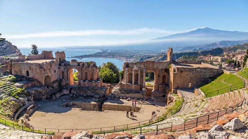 Teatro Grego em Sicília na Itália