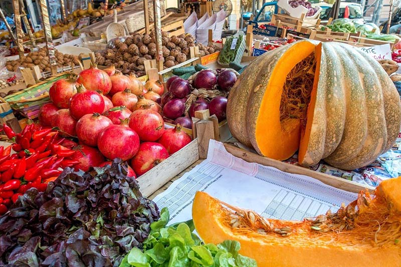 Legumes e verduras do Mercado de Ballaro em Palermo