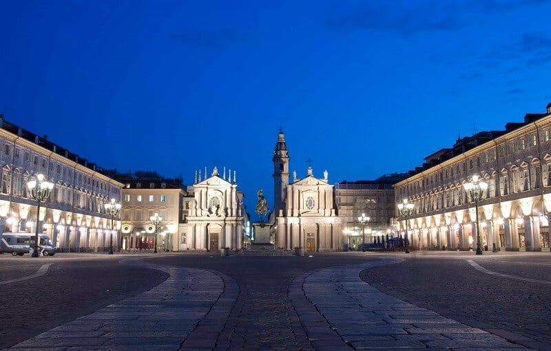 Piazza San Carlo em Turim na Itália