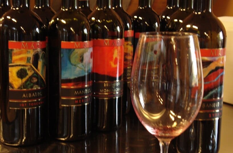 Vinhos da vinícola Maté Winery em Montalcino