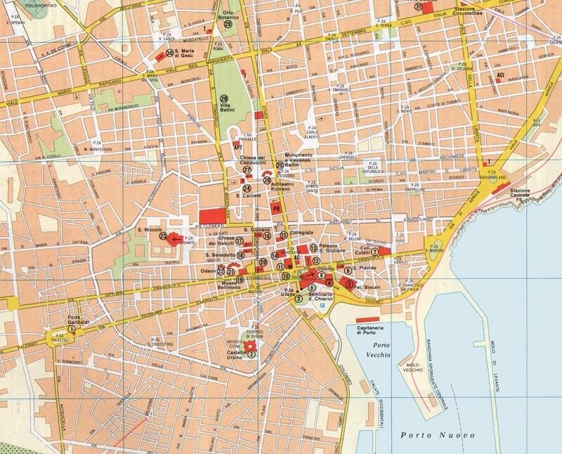 Mapa da cidade de Catania