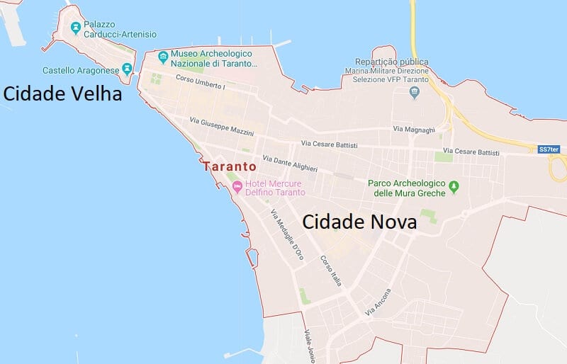 Mapa da cidade de Taranto