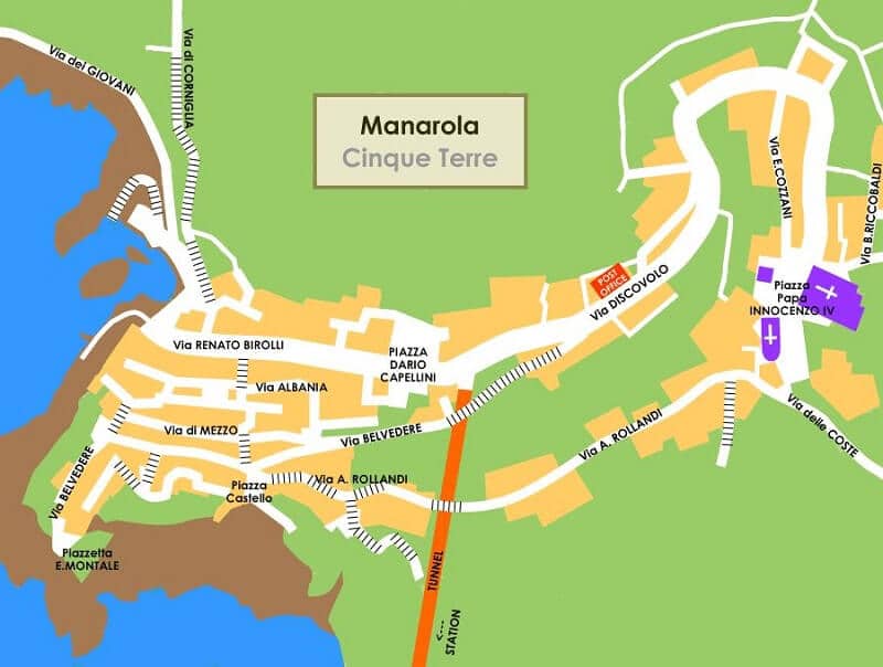 Mapa da cidade de Manarola