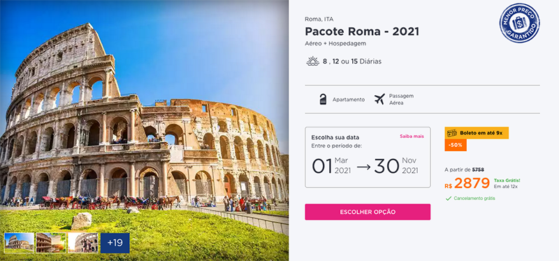 Pacorte Hurb para Roma