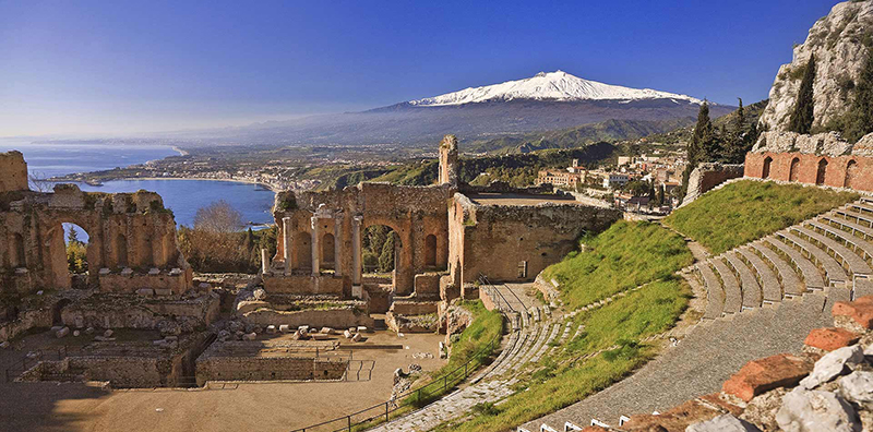 Vista da ilha de Sicília na Itália