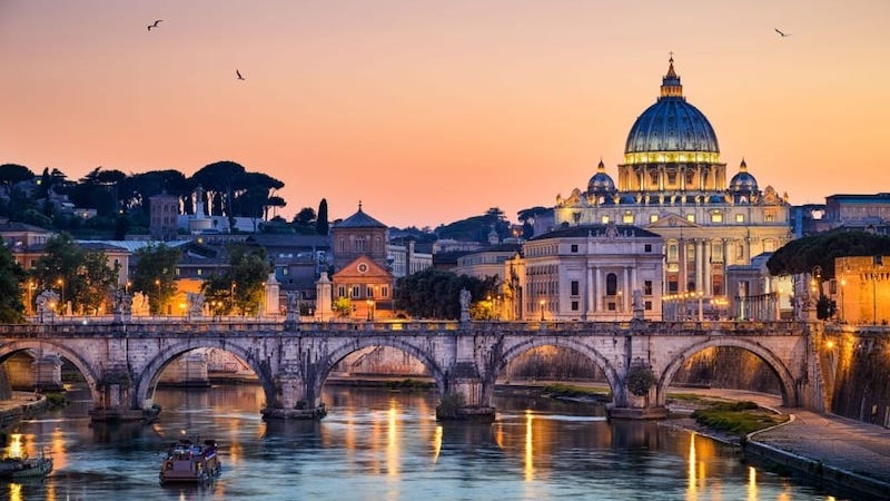 Anoitecer em Roma na Itália