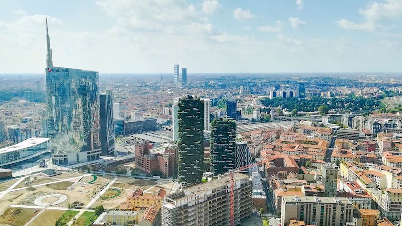 Vista aérea da cidade de Milão