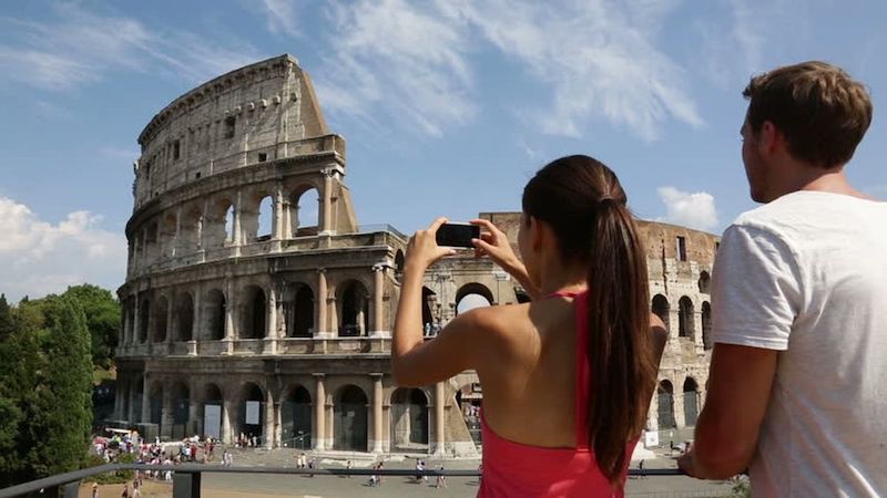 Tirando foto em Roma