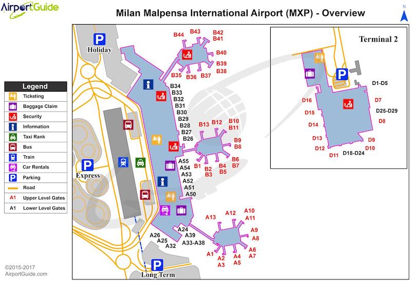 Mapa do Aeroporto de Milão-Malpensa