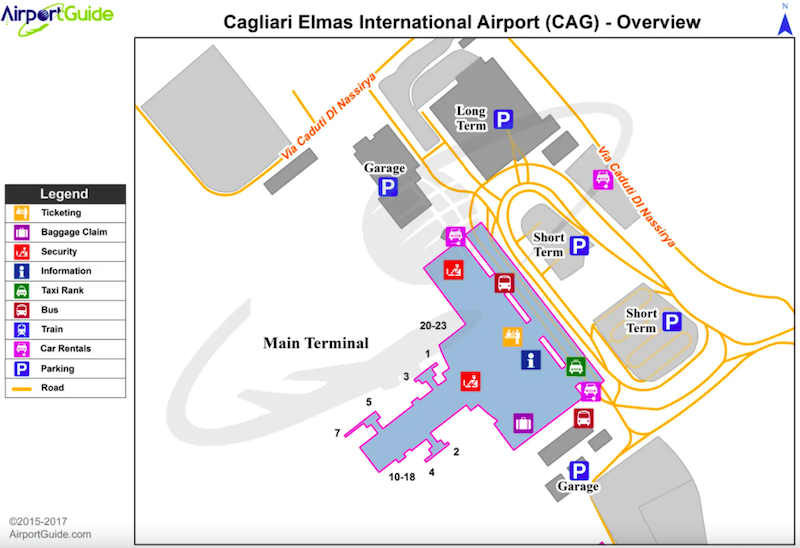 Mapa do Aeroporto de Cagliari