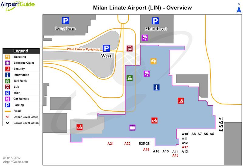 Mapa do Aeroporto de Milão-Linate