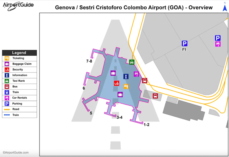 Mapa do Aeroporto de Gênova