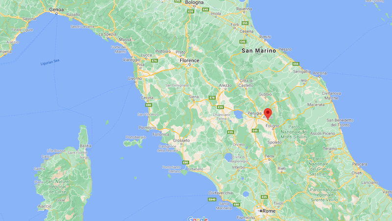 Mapa da localização de Assis na Itália