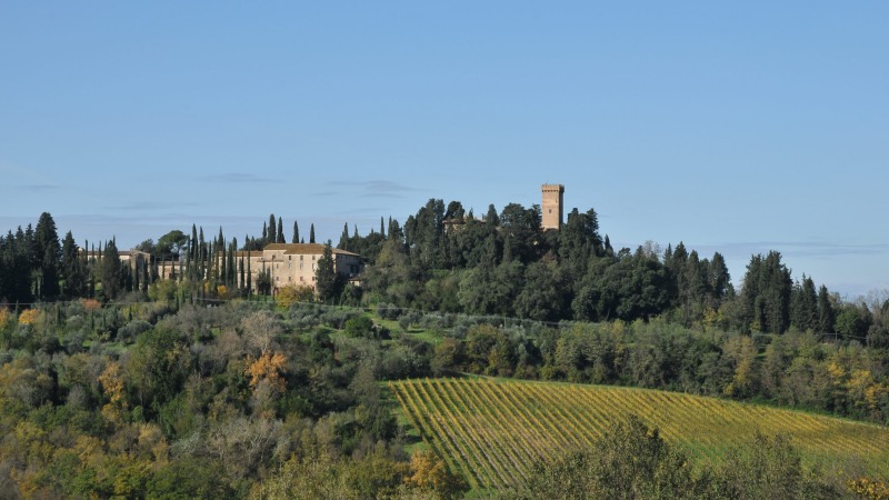 Vista da vinícola Castello Sonnino na Itália
